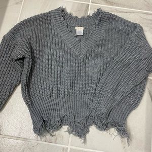 Grey distressed sweater